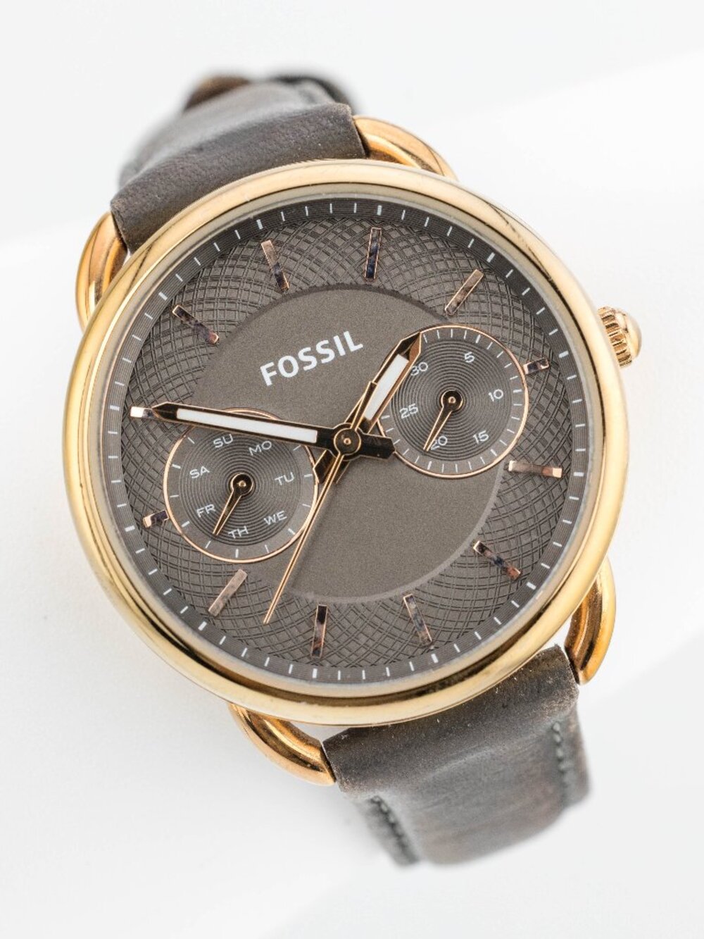 Fossil Tailor ES3913 Women's Gray Rose Gold Quartz Analog Watch Fresh Battery